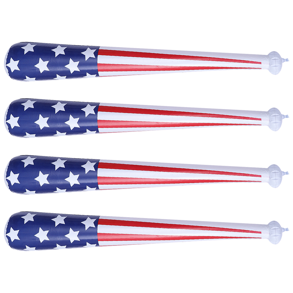 Leifggao 4pcs Inflates Baseball Bats American Flag Inflatable Bats 4th of July Party Favors